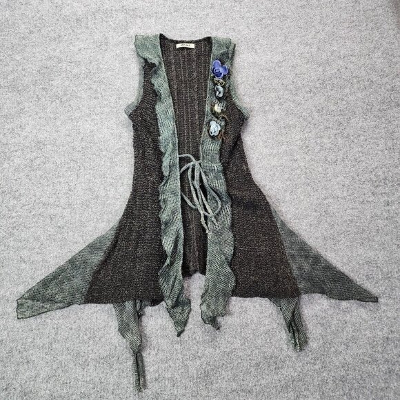 Vintage Art To Wear Cyberpunk Grunge Whimsygoth Knit Sweater Top Flower Gypsy - Picture 1 of 14